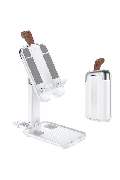REDz Accessories Hoco S28 Desk Stand, for Phone and Tablet, Adjustable, Compact, Silicone Protection, Metal, White
