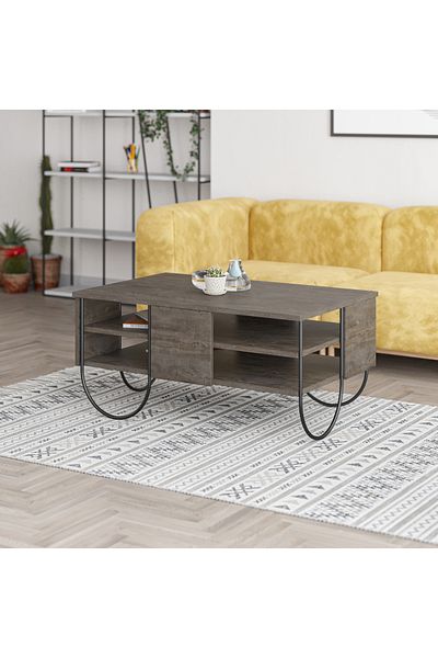 Mourah Home Norfolk Modern Coffee Table Dark Coffee Multipurpose H 43.6cm Dark Brown