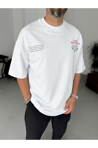 BYBASICMAN White Good Perceptions Printed Two Thread T-Shirt By-064