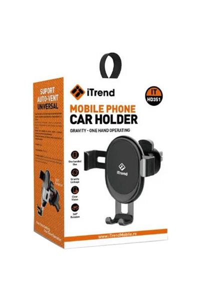 REDz Accessories Suport gravitațional pentru ventilație, iTrend HD351, rotativ, fixare automată cu clemă, negru