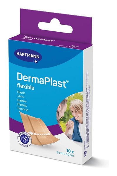 DermaPlast ضمادات مرنة 6×10 سم، 10 قطع