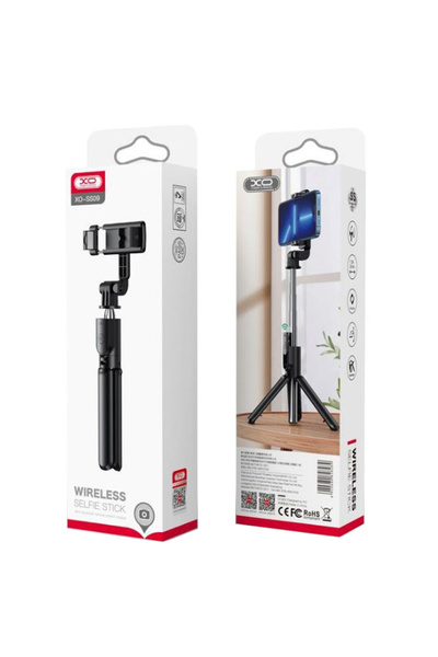 REDz Accessories Τρίποδο Selfie Stick, XO-SS09, Επεκτάσιμο 5 τμημάτων, Τηλεχειριστήριο Bluetooth, Περιστρεφόμενο, Μαύρο
