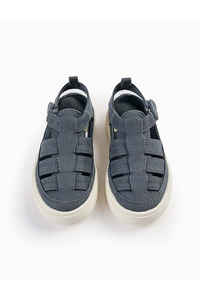 Ziddy Closed Strap Sandals for Baby Boy, Grey