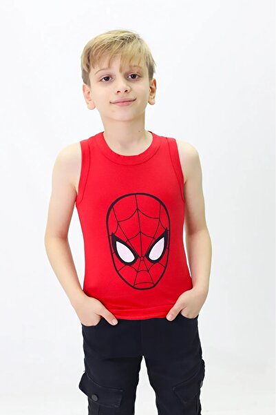 KURGAN TEKSTİL Μπλουζάκι με στάμπα Spiderman με λαιμόκοψη για αγόρι