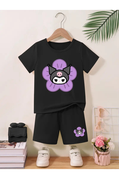 Machetta Devojčin cvetni Kuromi Štampano T-shirt kratke hlače, gornji i donji...