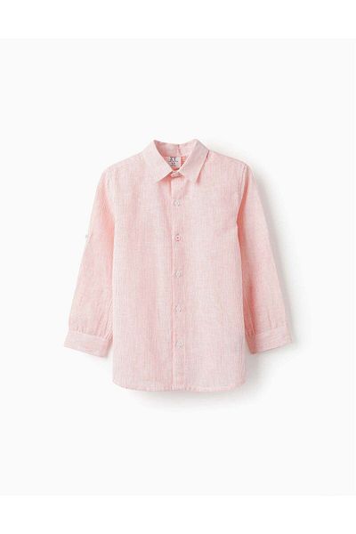 Ziddy Striped Shirt for Boys, White/Orange