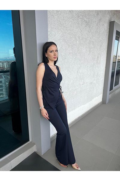 TamSeninTarzin Eileen Flared Leg Pants Cross Tie Blouse Suit