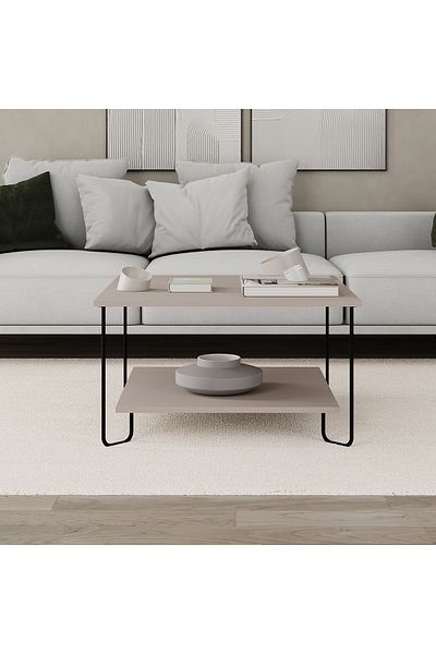 Mourah Home Marbo Modern Coffee Table Mocha Grey Multipurpose H 45cm Light Mocha