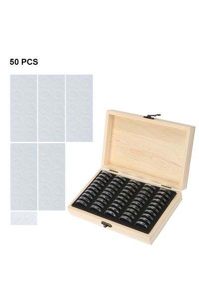 Choice 50pcs Hilife Coin Storage Box With Adjustment Pad 20/30/50/100pcs Adjustable Wooden Commemorative Co