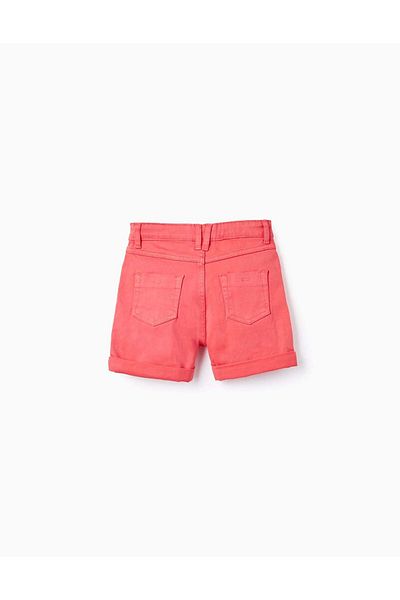 Ziddy Cotton Twill Shorts for Girls, Coral