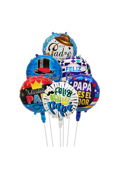 Choice 18inch Spanish Dad 6pcs 18inch English Spanish Happy Father's Day Round Star Balloons Best Dad Heliu