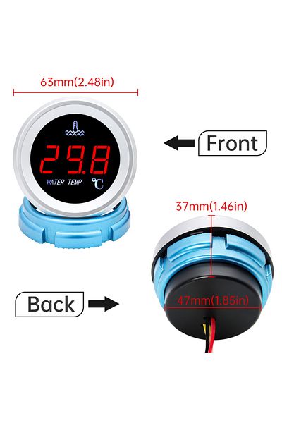 RYSJM Ad 12v Electronic Universal Led Digital Water Temperature Gauge 120 Celsius With 10mm Water Temp ...