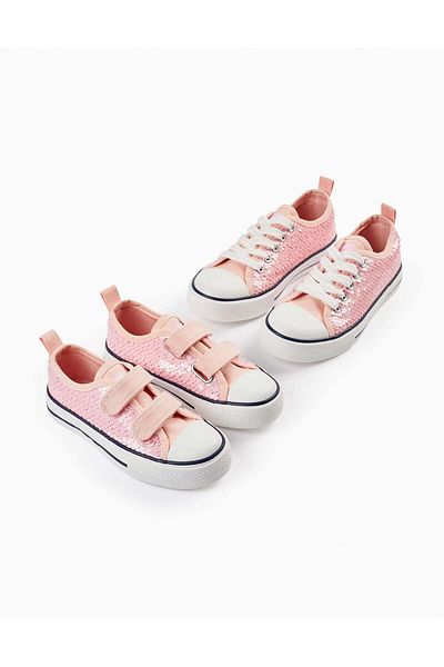 Ziddy Sequined Trainers for Girls '50s Sneaker', Pink