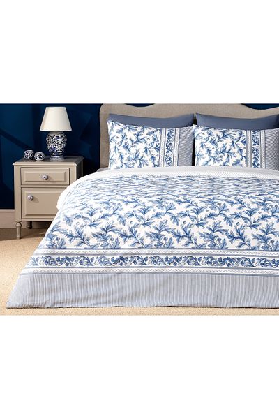 Madame Coco Armand Doppelbett-Bettbezug-Set, 100 % Baumwolle, Ranforce-Print, Blau