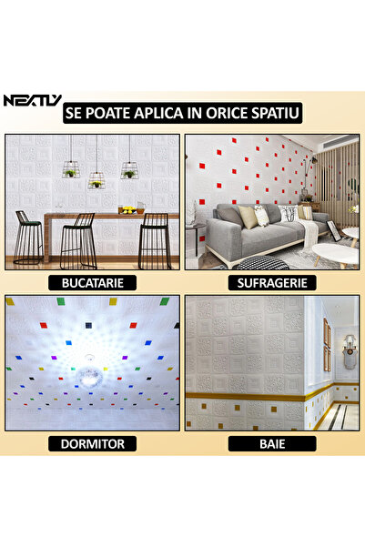 NEXTLY Set of 10 Self-Adhesive 3D Wallpaper, Modern Design, For Wall Or Ceiling, Waterproof, Adjustable