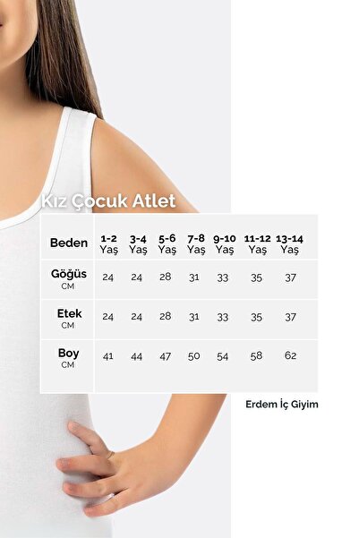 ERDEM İÇ GİYİM Erdem White Wide Strap Girls Undershirt 4001