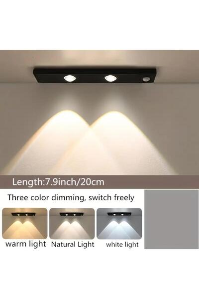 Choice 3 ألوان في مصباح واحد أسود 20 سم ضوء مستشعر الحركة LED مصباح مستشعر لاسلكي فائق النحافة USB LED لـ