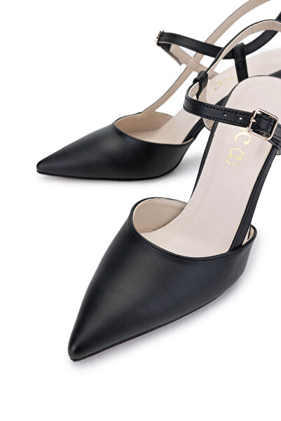 Tamer Tanca Women's Vegan Black Leather Heeled Shoes