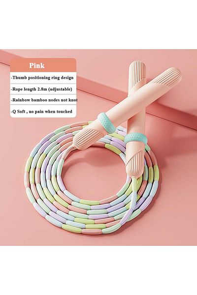 Choice Rainbow Pink 2.8m Bamboo Joint Skip Rope Pvc Beginners Adult Children Soft Beaded No Tangle Segmente