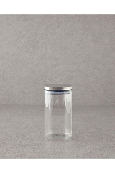 English Home All Fresh Square Borosilicate Food Container Transparent 1300ml