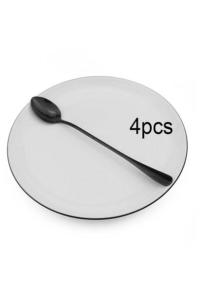 Choice 4pcs Black Colorful Long Handled Teaspoons Juice Coffee Stirring Cutlery Stainless Steel Spoon Ice C