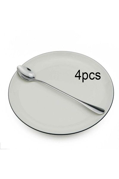 Choice 4Pcs Silver Colorful Long Handled Teaspoons Juice Coffee Stirring Cutlery Stainless Steel Spoon Ice