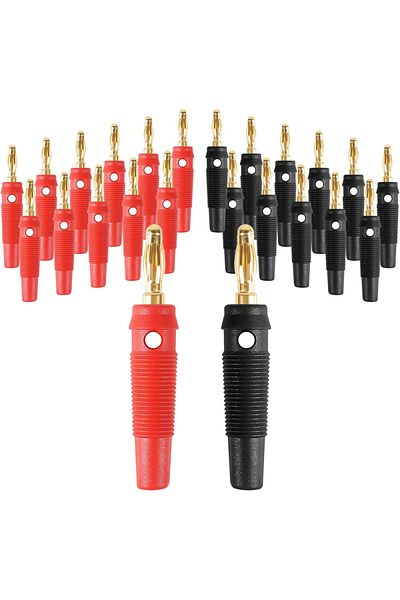 AOKIN 24pcs 24pcs 4mm Banana Plug 32a High Current Speaker Banana Plugs Stackable Screw Type Banana Connec