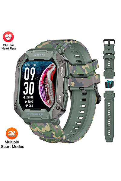 Choice ساعة ذكية خضراء للرجال للسباحة IP68 ATM مقاومة للماء ساعة ذكية للرياضا...