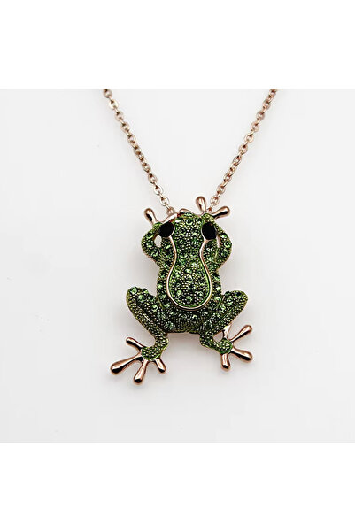 Choice قلادة ذهبية من زاكول بروش ضفدع كريستالي أخضر فاخر، دبابيس حيوانات، دبا...
