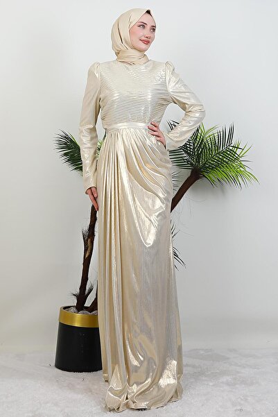 giz astore Şahika Tesettür Elbise Gold