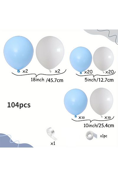Choice Other Blue 104pcs Blue And White Balloon Arch Kit,used For Home Decoration In Wedding, Birthday, Par