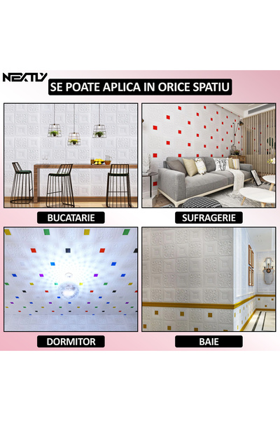 NEXTLY Σετ 20 αυτοκόλλητων ταπετσαριών 3D, για οροφή/τοίχο, σχέδιο τούβλου, αδιάβροχες, ρυθμιζόμενες