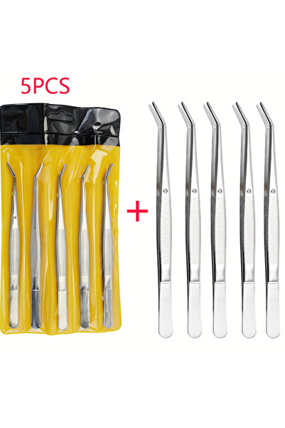 Choice 5 قطع ملاقط مائلة دقيقة منحنية مسننة من الفولاذ المقاوم للصدأ للوجه وا...