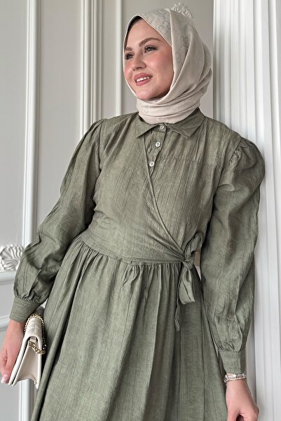 InStyle Cross Tie Khaki Dress