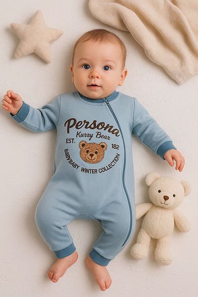 Babydonat Persona Bear Embroidered 100% Cotton Baby Boy Jumpsuit
