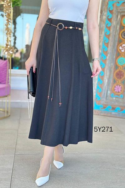 İnce Topuk Pieced Cotton Linen Skirt 5Y271