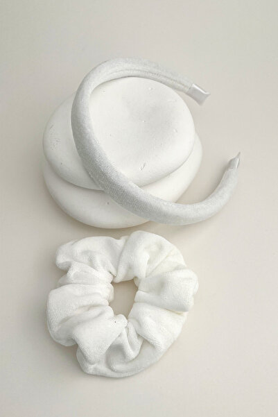 Modex Towel Fabric Plain Spa Makeup Women Crown 1Pcs Rubber Buckle Set