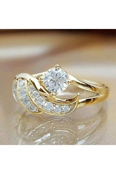 Choice 7 Golden Classic Fashion Women Rings Metal Gold Color White Zircon Ring For Women Romantic Bride Gir