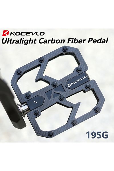 kocevlo Black KOCEVLO Carbon Fiber Pedal Ultralight 195g MTB Titanium Shaft 3 Bearings Road Bike Pedal Anti