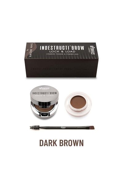 Bperfect Cosmetics Pomadă și pudră pentru sprâncene BPerfect Indestructi'Brow Lock&Load DUO maro închis, 4g