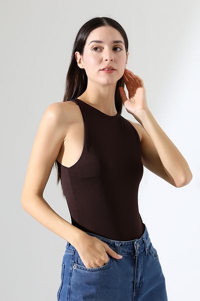 Endies Micro Snap Tank Top 19800 Brown