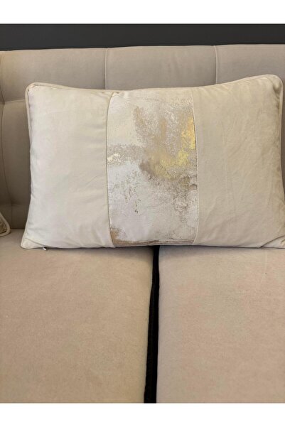 ref crea Soft Gold Patterned Throw Pillow Case Ecru - Gold 35*50