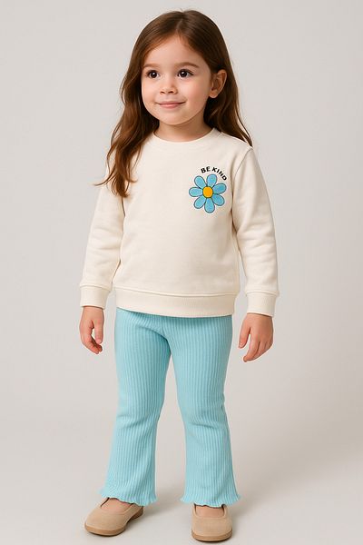 Bubito Daisy Visual Baby Girl & Child Cotton Top and Bottom Set - Green