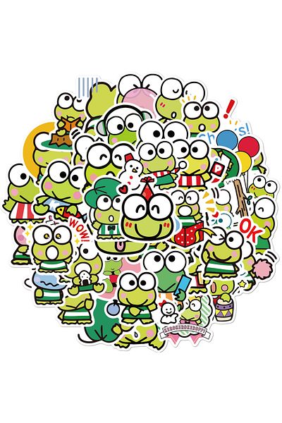 Choice Cny152 50pcs Keroppi Sticker Pack Waterproof Laptop Skin Sanrio Anime Stickers Cute Phone Case Kawai