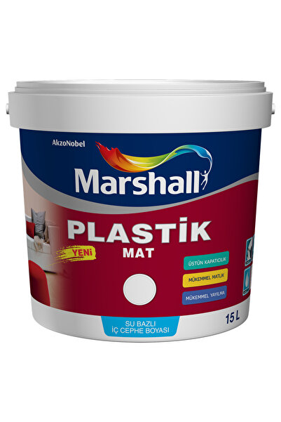 Marshall Plastik Mat Su Bazlı Silinebilir Iç Cephe Duvar Boyası 15 Lt Deniz K...