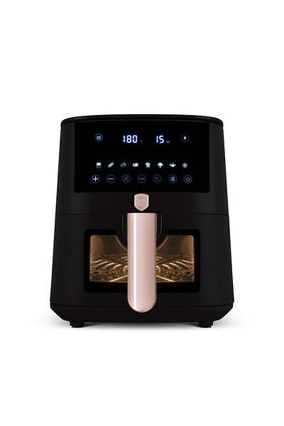 Berlinger Haus Friteuză cu aer BerlingerHaus - Colecția Black Rose, 5L, Digitală, LED, 1400W, Neagră, Fereastră
