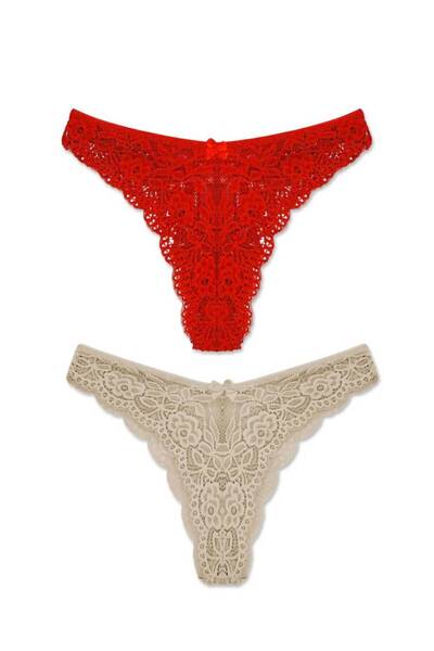 Maxi İdol Women's Sweatpants Brazilian Lace Panties 2Pcs