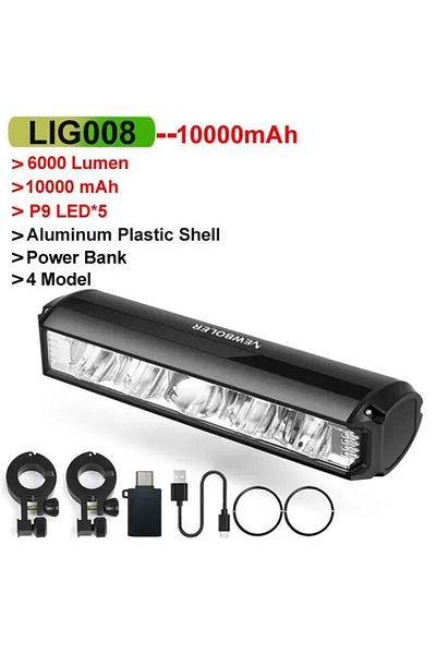 Choice 10000mah Newboler Bicycle Light Front 8000mah Bike Light Waterproof Flashlight 6000lumen Usb Chargin