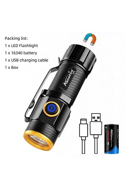 Choice 16340 Black X66-gold-16340 Mini Flashlight 6500k High Bright P50 Led Small Torch Usb Rechargeable To