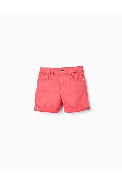 Ziddy Cotton Twill Shorts for Girls, Coral